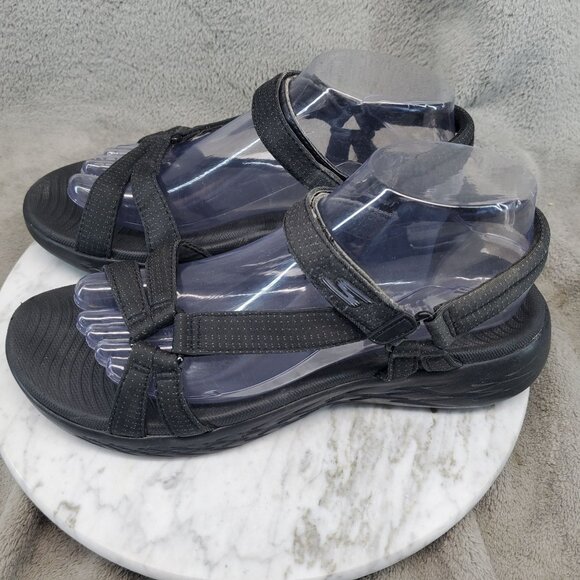 Skechers Shoes Womens Size 9 Black Textile On The Go GoWalk Sandals - Picture 1 of 10